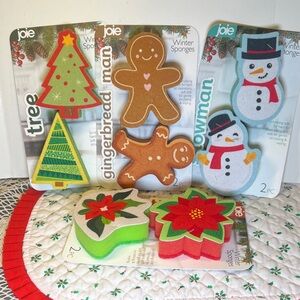 Joie Christmas Kitchen Sponges Holiday Lot 4 packs of 2 sponges NWT Aldi Find